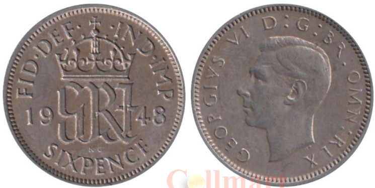  Великобритания. 6 пенсов 1948 год. 