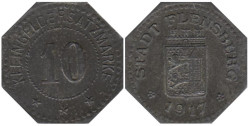 Германия. Фленсбург. 10 пфеннигов 1917 год. Нотгельд.