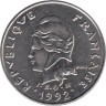  Французская Полинезия. 10 франков 1992 год. Божество Тики. 