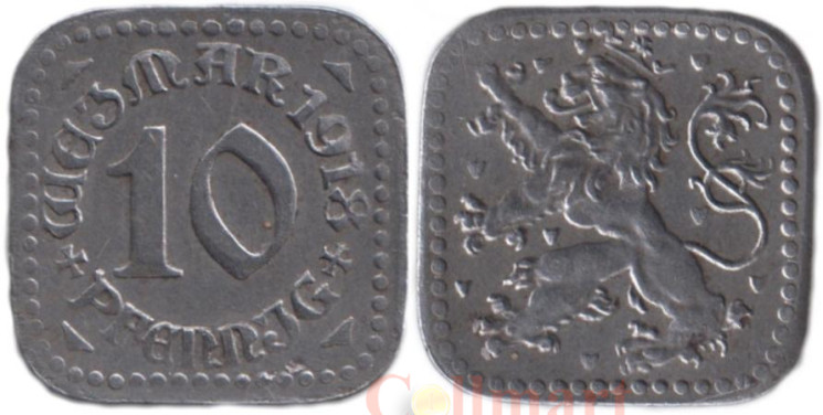  Германия. Веймар. 10 пфеннигов 1918 год. Нотгельд. 