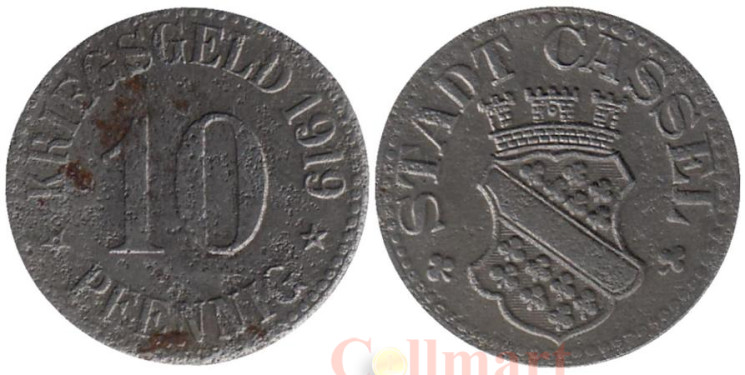  Германия. Кассель. 10 пфеннигов 1919 год. Нотгельд. 