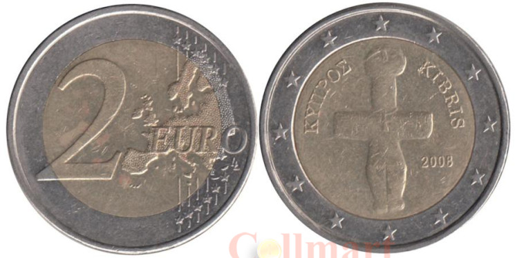  Кипр. 2 евро 2008 год. Помосский идол. 