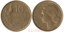 Франция. 10 франков 1951 год. Тип Жиро. Галльский петух. (B)