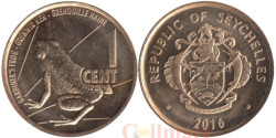 Сейшельские острова. 1 цент 2016 год. Лягушка Гардинера.