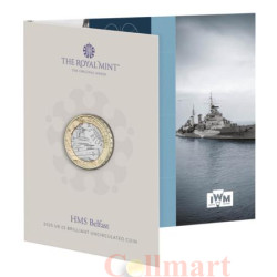 Великобритания. 2 фунта 2025 год. Крейсер Белфаст (HMS Belfast). (в буклете)