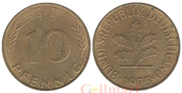  ФРГ. 10 пфеннигов 1973 год. (F) 