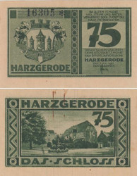 Бона. Германия. Харцгероде 75 пфеннигов 1921 год. (вариант 1) Нотгельд. (VF)