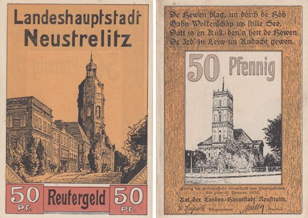  Бона. Германия. Нойштрелиц 50 пфеннигов 1922 год. Нотгельд. (XF) 