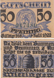 Бона. Германия. Виттинген 50 пфеннигов 1922 год. Нотгельд. (XF)