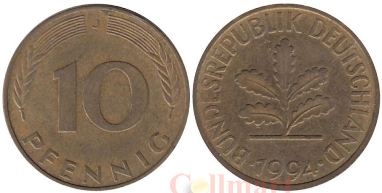  ФРГ. 10 пфеннигов 1994 год. (J) 
