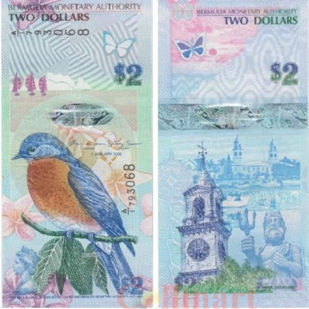  Бона. Бермудские острова 2 доллара 2009 год. Восточная сиалия. (Пресс) 