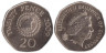  Гернси. 20 пенсов 2009 год. Карта острова Гернси. 