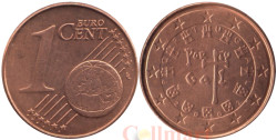Португалия. 1 евроцент 2002 год. Королевская печать первого короля Португалии Афонсу I образца 1134 года.