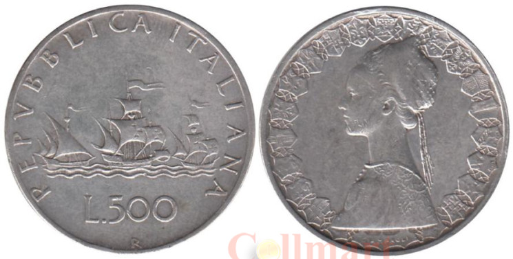  Италия. 500 лир 1961 год. Три каравеллы. 