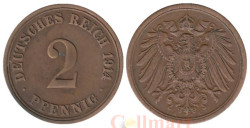 Германская империя. 2 пфеннига 1914 год. (A)