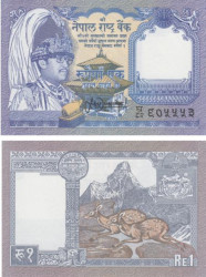 Бона. Непал 1 рупия 1993 год. Гималайские кабарги.