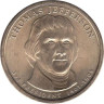 США. 1 доллар 2007 год. 3-й Президент США - Томас Джеферсон (1801-1809). (P) 