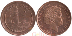 Гибралтар. 2 пенса 2001 год. Маяк. (AA)