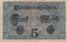  Бона. Германия. 5 марок 1917 год. P-56a.1 (VF) 