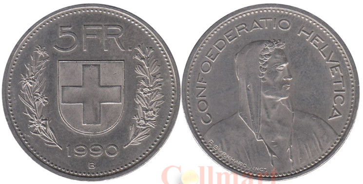  Швейцария. 5 франков 1990 год. Вильгельм Телль. 