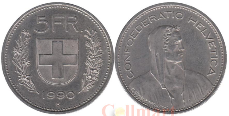  Швейцария. 5 франков 1990 год. Вильгельм Телль. 