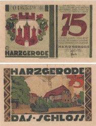 Бона. Германия. Харцгероде 75 пфеннигов 1921 год. (вариант 2) Нотгельд. (XF)
