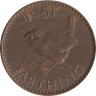  Великобритания. 1 фартинг 1951 год. Крапивник. 