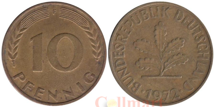  ФРГ. 10 пфеннигов 1972 год. (F) 