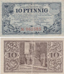 Бона. Германия. Гёрлиц 10 пфеннигов 1918 год. Нотгельд. (F)