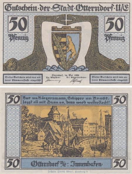  Бона. Германия. Оттерндорф 50 пфеннигов 1920 год. Нотгельд. (XF) 