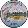  США. 25 центов 2007 год. Квотер штата Вашингтон. цветное покрытие (P). 