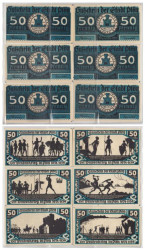 Набор банкнот. Германия. Плён 50 пфеннигов 1921 год. Нотгельды, 6 штук. (XF)