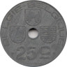  Бельгия. 25 сантимов 1943 год. BELGIE - BELGIQUE 