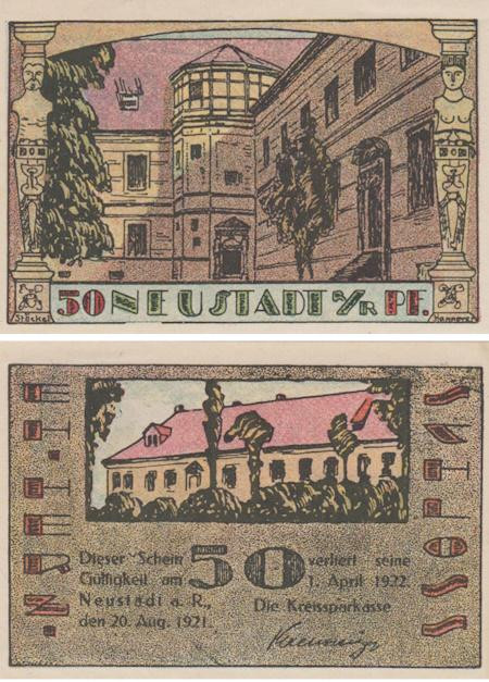  Бона. Германия. Нойштадт-ан-дер-Айш 50 пфеннигов 1921 год. Нотгельд. (XF) 