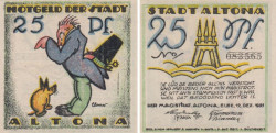 Бона. Германия. Альтона 25 пфеннигов 1921 год. (вариант 1) Нотгельд. (XF)