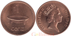 Фиджи. 1 цент 1990 год. Церемониальная чаша.