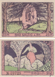 Бона. Германия. Бад-Зальциг 25 пфеннигов 1921 год. Нотгельд. (XF)