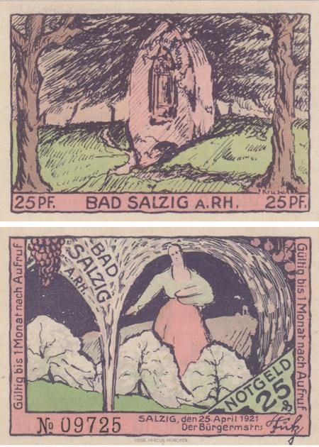  Бона. Германия. Бад-Зальциг 25 пфеннигов 1921 год. Нотгельд. (XF) 