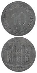 Германия. Хоф. 10 пфеннигов 1918 год. Герб. (нотгельд)
