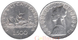 Италия. 500 лир 1966 год. Три каравеллы.