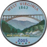  США. 25 центов 2005 год. Квотер штата Западная Вирджиния. цветное покрытие (P). 