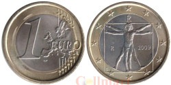 Италия. 1 евро 2009 год. Витрувианский человек.