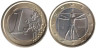  Италия. 1 евро 2009 год. Витрувианский человек. 