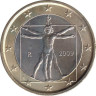  Италия. 1 евро 2009 год. Витрувианский человек. 