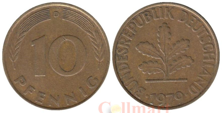  ФРГ. 10 пфеннигов 1979 год. (D) 