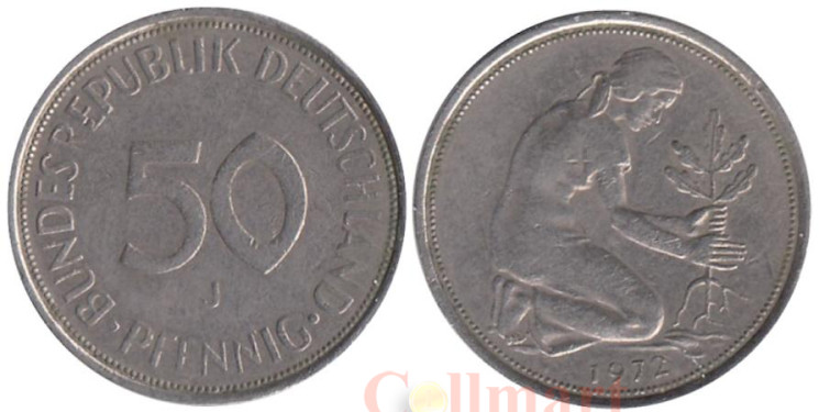  ФРГ. 50 пфеннигов 1972 год. (J) 