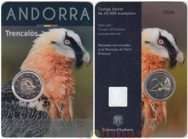  Андорра. 2 евро 2025 год. Бородач. 