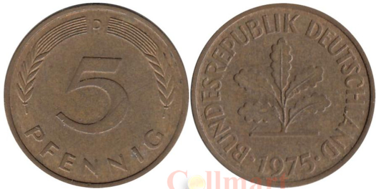  ФРГ. 5 пфеннигов 1975 год. (D) 