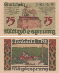 Бона. Германия. Харцгероде 75 пфеннигов 1921 год. Охота на оленя. Нотгельд. (XF)