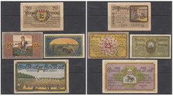 Набор банкнот. Германия. Тондерн 20, 25, 50 пфеннигов, 1 марка  1920 год. Нотгельды, 4 штуки. (VF)